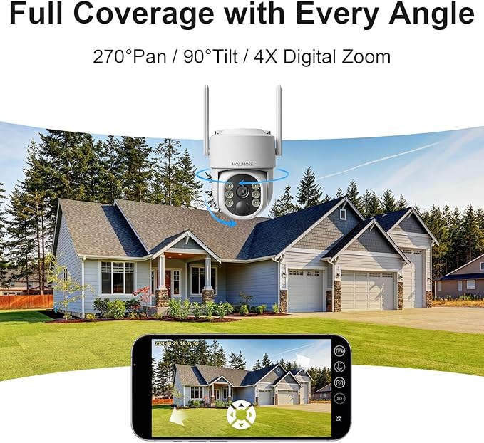4G Cellular Security Camera, No WiFi Security Camera, Cameras For Home Security, 360° Live View, 2K Color night Vision, PIR Motion Detection, Instant Notification, 2-Way Talk, Built-in SIM Card