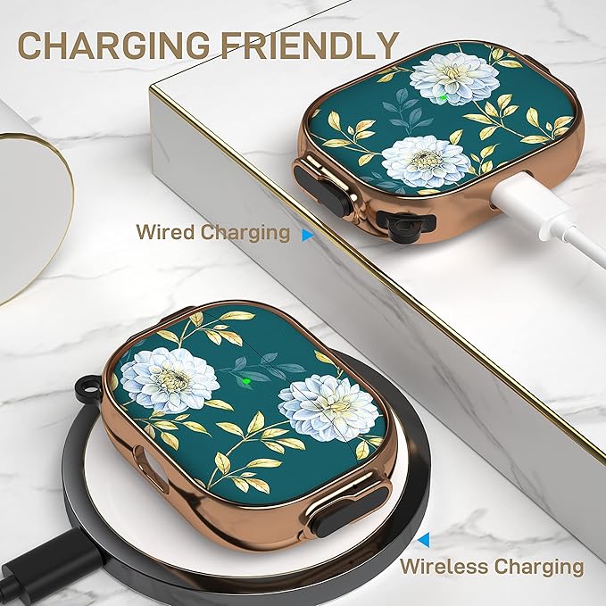 Maxjoy for AirPods Pro 2nd/1st Generation Case with Lock, Cute AirPods Pro 2 Case Lock Protective Hard AirPod Pro Cover for Women Girly with Keychain for Airpod Pro (2023/2022/2019), Floral