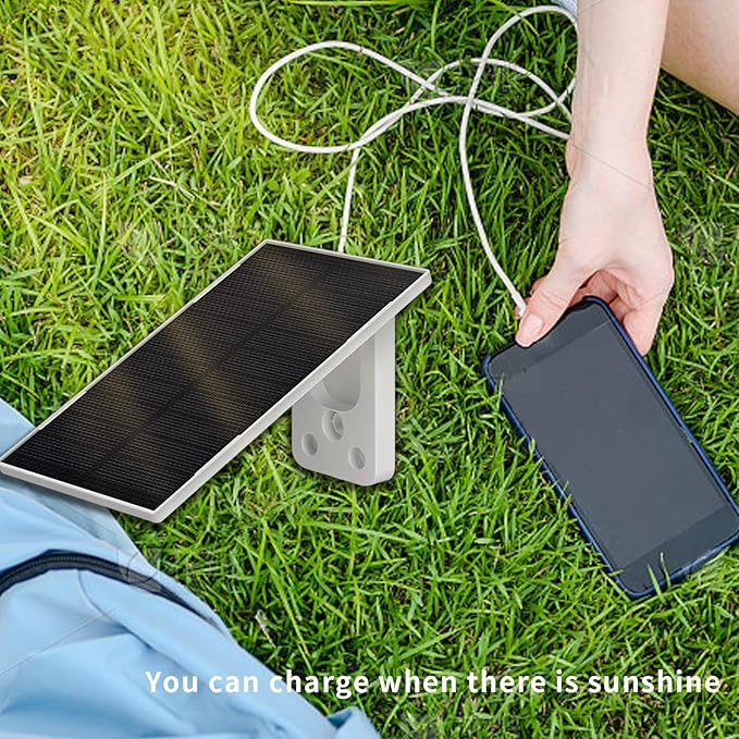 3W 5V Portable Waterproof Solar Panel with 6 FT Micro USB and Type-C Adjustable Bracket for Outdoor Ring Security Camera, Rechargeable Battery Powered Camera and Phone Charging and Hunting Camera