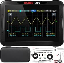 BSIDE Handheld Tablet Oscilloscope Multimeter, 2 Channels 50MHz Bandwidth with 4.3" Touch LCD, 20000 Counts Data Recorder DDS Signal Generator, Measures Capacitance Diode Amp Temperature Peak Voltage