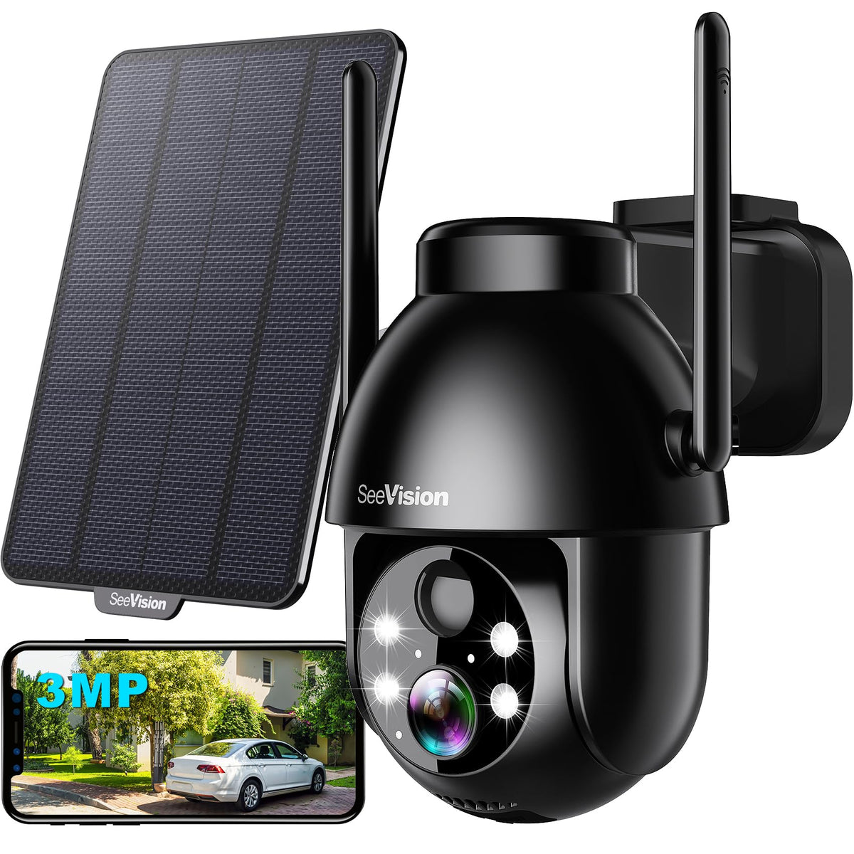 SeeVision Solar Security Cameras Wireless Outdoor, 2 | Home Security C - Image 1