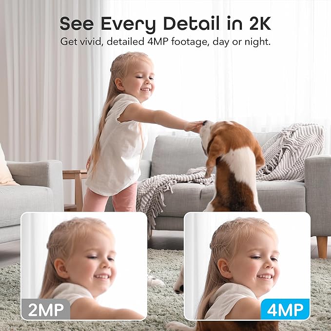 Geeni Look 2K 4MP Smart Indoor Security Camera 2-Pack – 1440p Ultra HD WiFi Pet & Baby Monitor with 2-Way Audio, Motion Detection Zones, 10m Night Vision, & USB-C Power