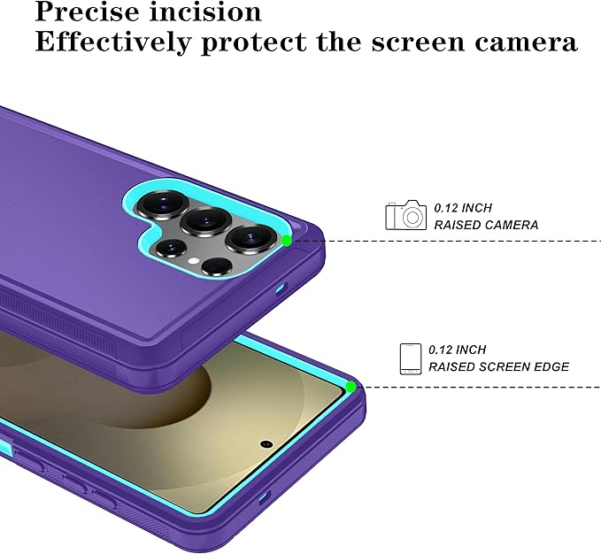 ONOLA Phone Case for Samsung Galaxy S25 Ultra Case with HD Screen Protector, Heavy Duty Shockproof & Dropproof 3-Layer Cover Phone Case for Galaxy S25 Ultra 6.9''，PurpleSkyBlue