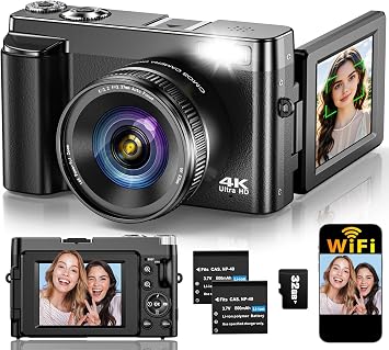 4K Digital Camera for Photography Autofocus, Upgraded 64MP WiFi Vlog Camera