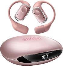 Groovz Open-Ear Plus True Wireless Headphones with Battery Display - Designed & Engineered in the USA - Multi-Point Pairing Bluetooth Open Ear Earbuds Compatible with Apple & Android - Rose Gold