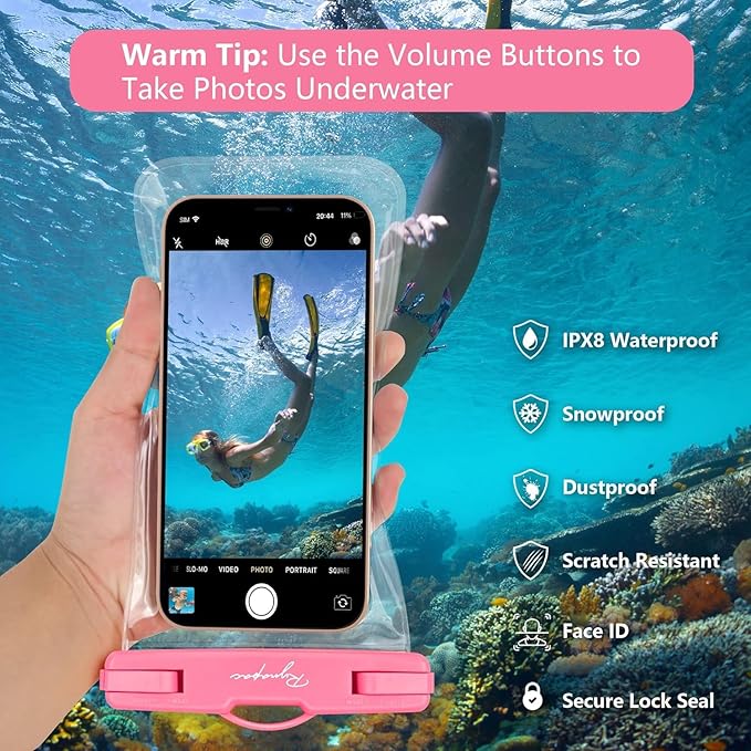 Waterproof Phone Pouch Bag - 7.5in Water Proof Cell Phone Case for Beach Travel, IPX8 Dry Bag with Lanyard for iPhone 16 15 14 Pro Max Galaxy S25+ S24+ Pixel 10 Pro, Cruise Ship Essentials