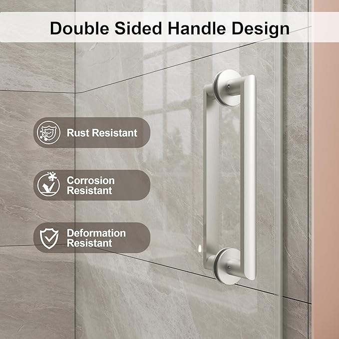 Frameless Shower Door,Single Sliding Glass Shower Door with Nano Coating & Safety Film, Adjustable 43"-48" W x 72" H, Brushed Nickel,1/4" (6mm) SGCC Tempered Glass