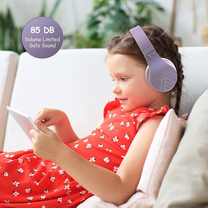 PowerLocus Kids Headphones Over-Ear, Bluetooth Wireless Headphones for Kids,with Microphone, Safe 85DB Volume Limited, Foldable with Carry Case, Audio Cable, Micro SD mode for Online Classes,PC,Phones