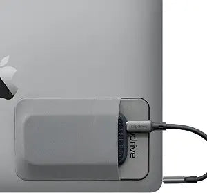 Slipdrive - Portable Hard Drive Sleeve for Laptop - SSD Solid State Drive - Reusable Adhesive - 5” x 3.2” Stick on External Hard Drive Carrying Case - Travel Pocket Pouch (Small, Gray)