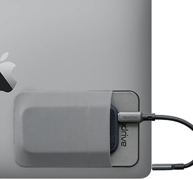 Slipdrive - Portable Hard Drive Sleeve for Laptop - SSD Solid State Drive - Reusable Adhesive - 5” x 3.2” Stick on External Hard Drive Carrying Case - Travel Pocket Pouch (Small, Gray)