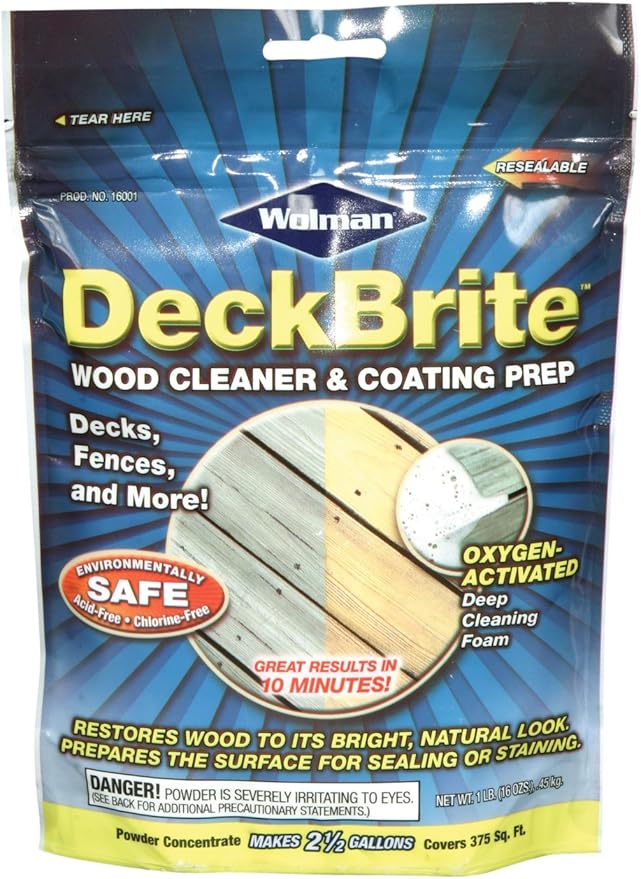 Rust-Oleum 16001 Wolman Deckbrite Wood Cleaner and Coating Prep with Pouch, 1 lb