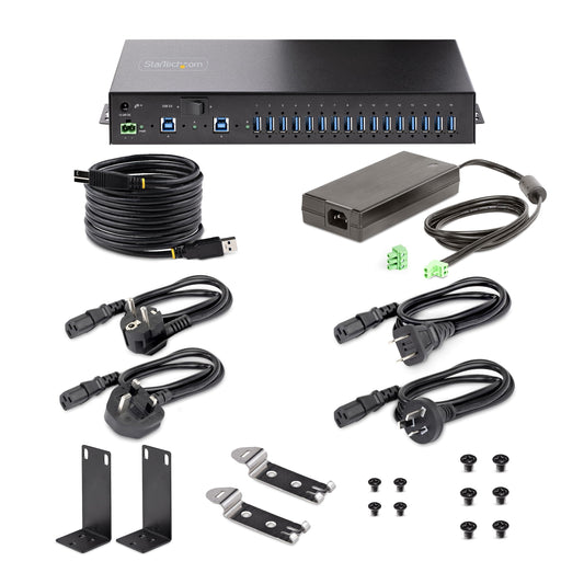 StarTech 16-Port Industrial USB Hub 5Gbps, Metal hub (S5G16AINDS-USB-A-HUB)