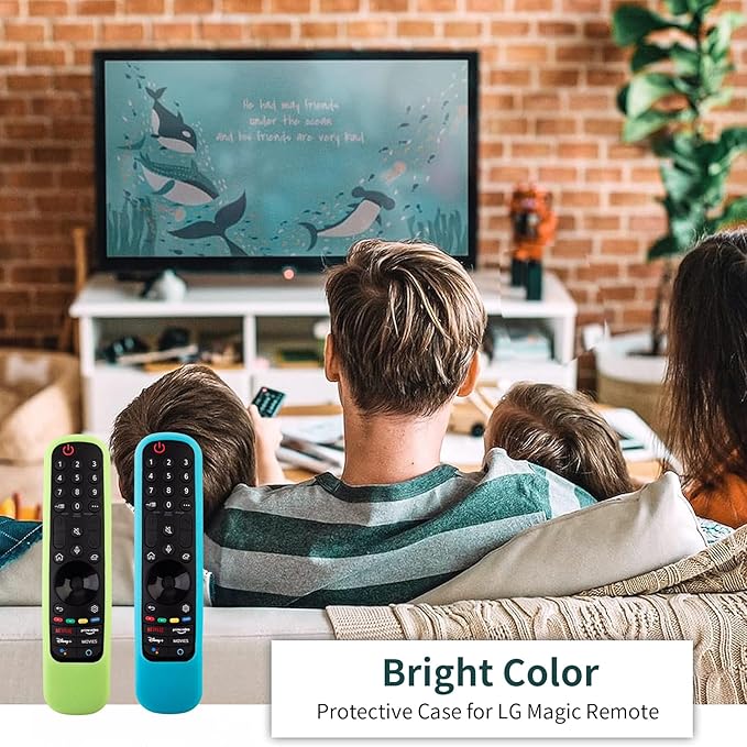 2 Pack LG Magic Remote Cover - Silicone Protective Case for LG Smart TV Remote Controller MR21/22/23 - Shockproof, Anti-Slip, Anti-Lost Loop, Glow in The Dark (Glow Green + Glow Blue)