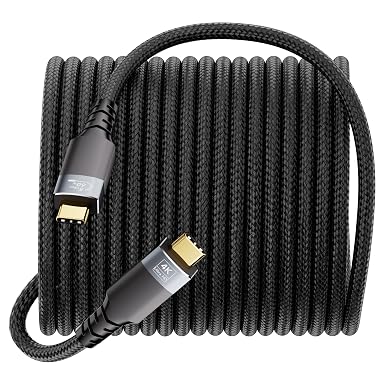 23ft Long USBC Cable,5Gbps Data Transfer,USB 60W Fast Charging,4K@60Hz Video Output,Black Nylon Braided Cable with Gold-Plated Connectors,Compatible with Laptop,Hub,Monitor,Docking Station