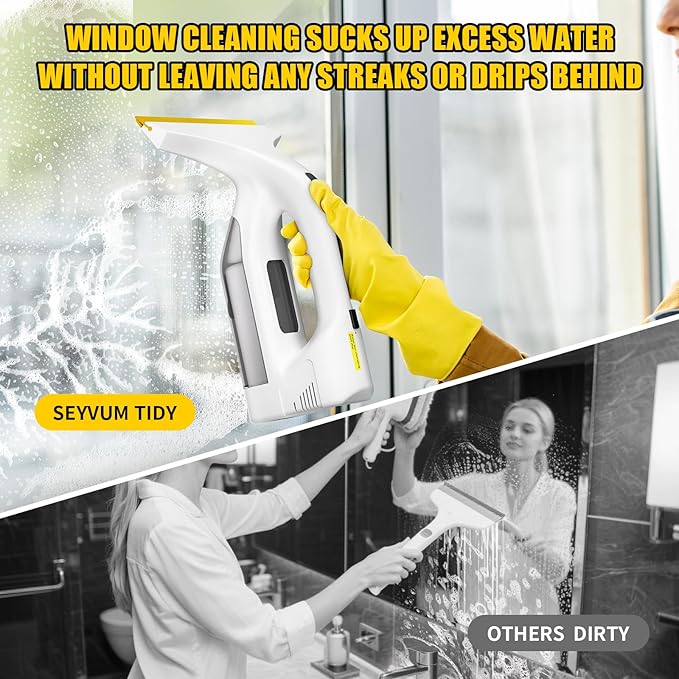 Electric Window Vacuum Squeegee Cordless 11", Window Cleaner with 2.2KPA MAX Suction, Perfect for Showers, Mirrors, Glass, Countertops