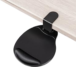 EHO Clamp-On Mouse Platform with Gel Wrist Rest, 360° Rotating Under Desk Mouse Tray with Slide-in Storage, Ergonomic Space-Saving Armrest for Left or Right-Hand Use, TAA-Compliant - Image 1