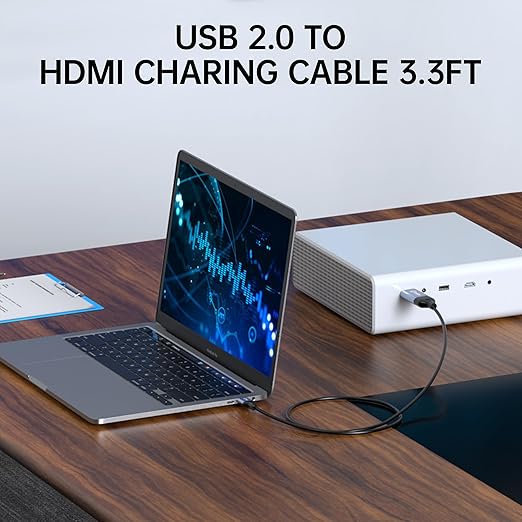 USB 3.0 to HDMI Cable 5Ft, 1080P 60Hz 5Gbps High Speed Cable for Connecting Laptop/PC/PS5/Xbox/Switch to TV/Monitor/Projector, Screen Mirroring and Display Extension (USB to HDMI)