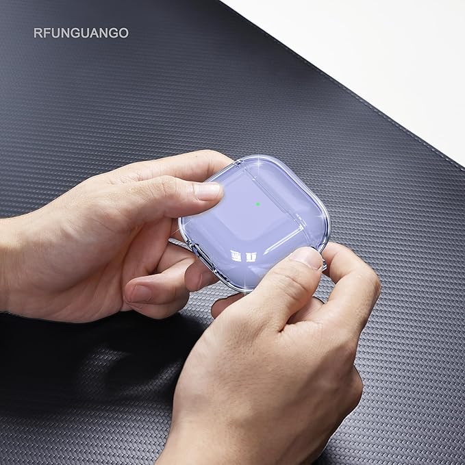RFUNGUANGO AirPods 4 Case Clear, Soft TPU Transparent with Cleaning Kit & Keychain, Compatible with Magsafe, Compatible Apple AirPods 4 (2025) Generation Protective Case, Purple