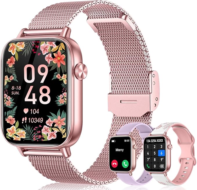 Smart Watch for Women (Answer/Make Calls) 1.83" HD 3 Bands Smartwatch Compatible Android iPhone Phones with Fitness Step Tracker/Heart Rate/Sleep Monitor, 120+ Sports Modes IP68 Waterproof