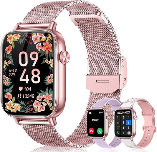 Smart Watch for Women (Answer/Make Calls) 1.83" HD 3 Bands Smartwatch Compatible Android iPhone Phones with Fitness Step Tracker/Heart Rate/Sleep Monitor, 120+ Sports Modes IP68 Waterproof