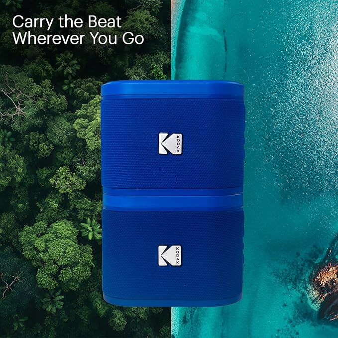 KODAK SOUNDBRIX Magnetic Splittable Bluetooth Speaker Shower Speaker IPX4 Water Resistant Ultra Portable Speaker Wireless 5H Playtime Electronics for Outdoors Home Travel Gifting Stackable Design Blue
