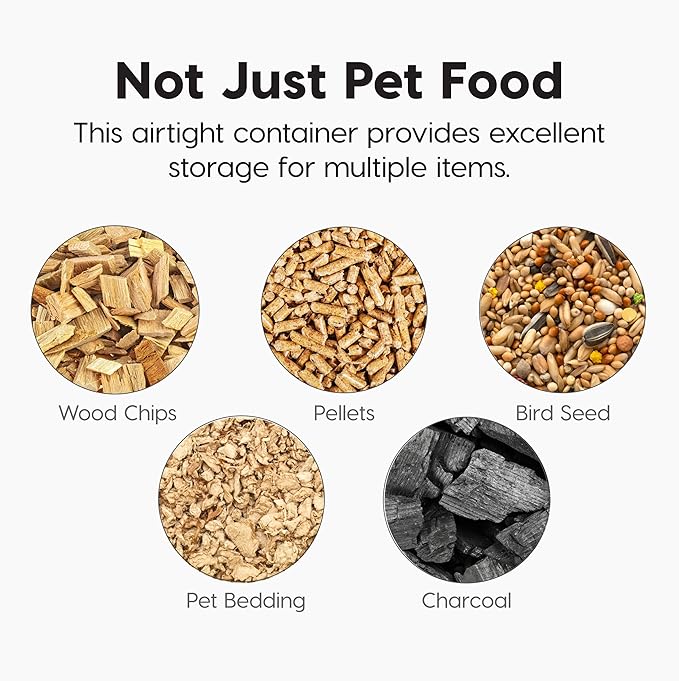 IRIS USA Dog Food Storage Container 58 lbs, Attachable Wheels, for Dog Cat Birds and other Pets, Food Storage Bin, Keep Fresh, Easy Mobility, BPA Free - Made in the USA, Black
