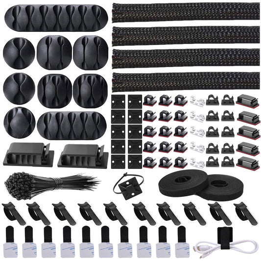 Cord Management Organizer Kit 4 Cable Sleeve split 192PCS Cable Management