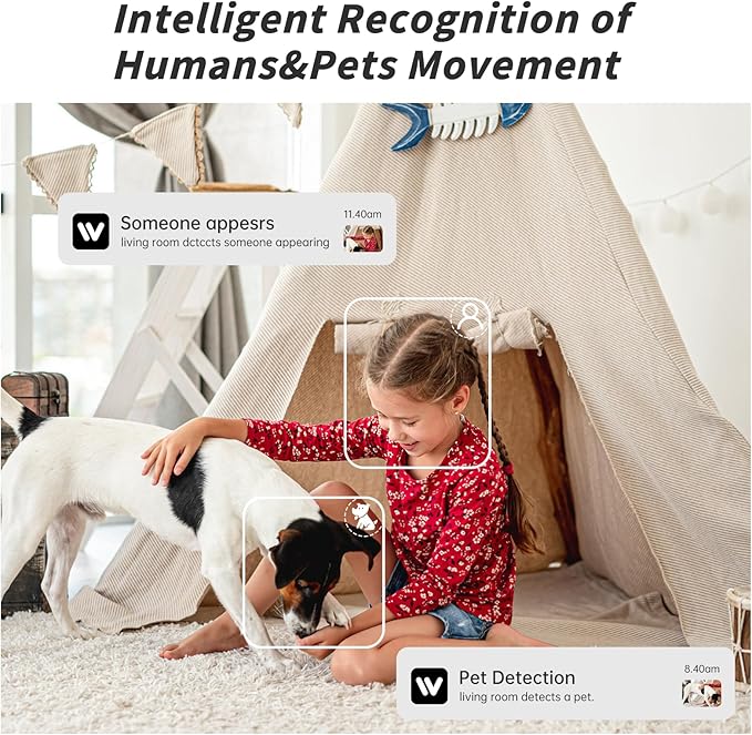 Indoor Camera 5G&2.4G WiFi Cameras for Home Security Instant 911 Alert, 360° Pan/Tilt Baby Monitor/Dog/Pet Camera AI Motion Detection Night Vision, Speaker, US Cloud Storage (1-Pack)