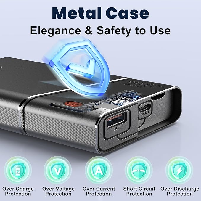 Portable Charger 20000mAh, 22.5W PD 3.0+QC 4.0 Super Fast Charging Power Bank, Cooler Aerospace Metal Case for iPhone 17 16 15 14, 13 Android, iPad, Samsung Google Tablet & More, Travel Essential