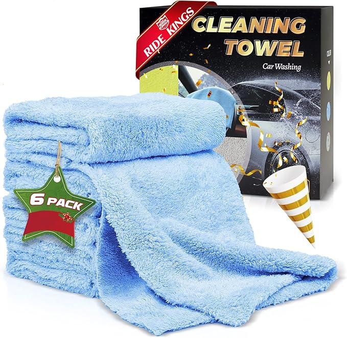 Car Wash Towels,Upgraded 450gsm Ultra-Thick,Micro Fiber Towels for Car and Home Polishing Washing & Detailing,Car Cleaning Interior Microfiber Rags 16"x16"|Blue 6-Pack