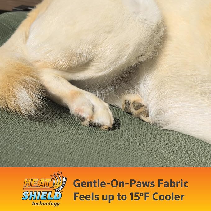 Coolaroo Pro Elevated Dog Bed with HeatShield Fabric – Advanced Cooling Raised Cot for Small & Medium Breeds, Easy-Clean, Low-to-Ground Access, Bonus Bolster Pillow – Pacific Crest Blue