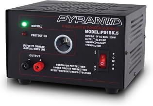 Pyramid Universal Compact Bench Power Supply - 10 Amp Linear Regulated Home Lab Benchtop AC-to-DC Converter w/ 13.8 Volt DC 115V AC 250W Input, Screw Type Terminal, 12V Car Cigarette Lighter-PS15K.5 - Image 1