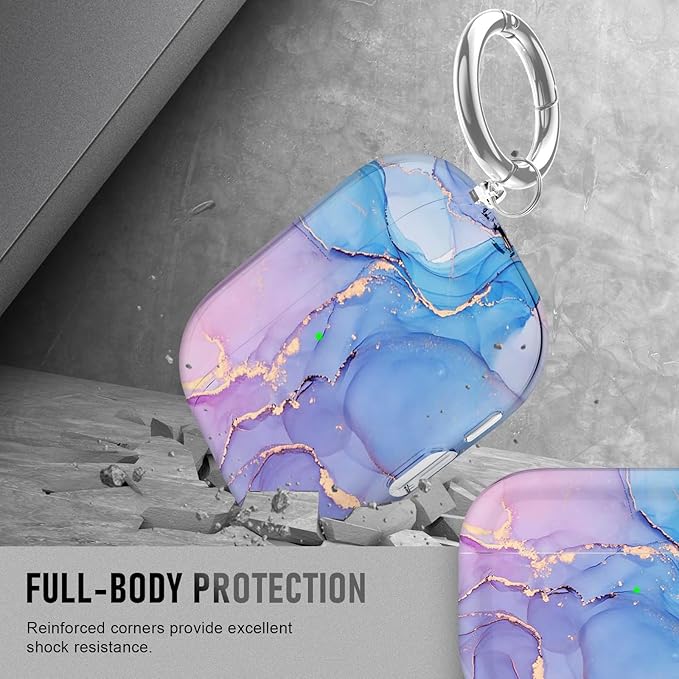 for AirPods Pro 3 Case (2025) with Cleaner Kit, Cute Soft Silicone Cover Compatible AirPods Pro 3rd Genera case with Keychain for Women Men with Keychain for Airpod Pro case(2025) Blue Marble