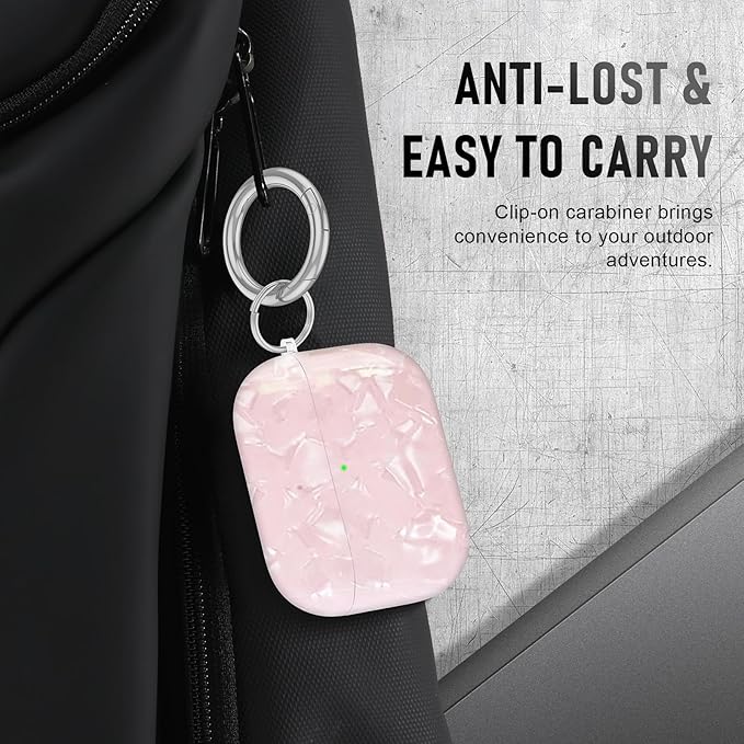 Compatible Airpods Pro 3 Case (2025),Design Shell Print Silicone Protective Cases for Apple AirPods Pro 3rd Generation Case,Airpod Pro 3 Cover with Keychain&Cleaner Kit for Women/Girls,Pink Shell