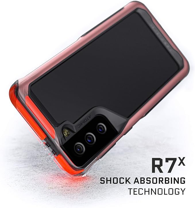 Ghostek ATOMIC slim Designed for Samsung Galaxy S21 Plus Case with Protective Aluminum Metal Bumper and Clear Back Design Heavy Duty Shock-Absorbent Protection for 2021 S 21+ 5G (6.7in) (Phantom Pink)