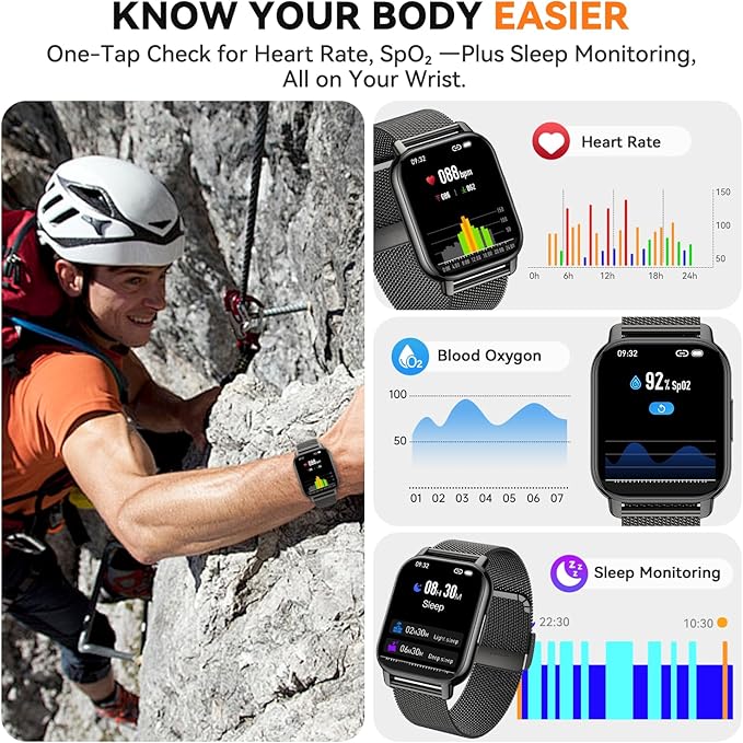 Smart Watch for Women, Smartwatch Fitness Tracker with Bluetooth Calls & AI Voice Control, 1.85’’ HDScreen, Heart Rate/SpO2 Monitor, Sleep Tracker, Compatible with Android iOS