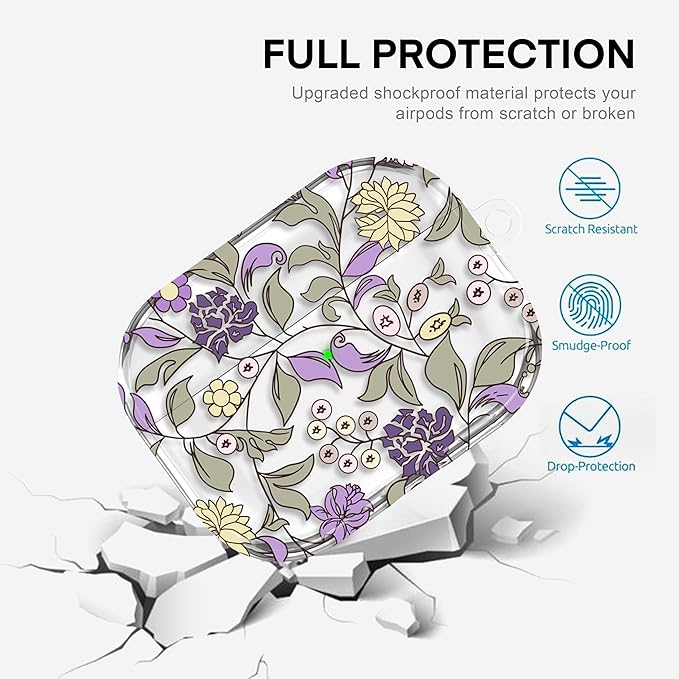 Maxjoy for AirPods Pro 3rd Generation Case, Clear AirPods Pro 3 Case for Women Men Cute Soft AirPod Pro 3 Cover with Keychain Strap for AirPod Pro 3rd Gen Cover 2025, Flower