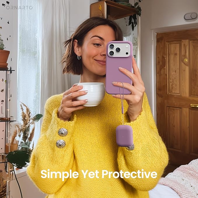 ORNARTO Compatible with AirPods Pro 3 Case 2025, Full Protective Hybrid Silicone for AirPods Pro 3rd Generation Case, Front LED Visible Skin Cover-Lilac Purple