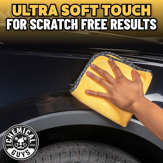 Chemical Guys ‎MIC_507_03 Automotive Microfiber Drying Chamois, Gold, 3 Pack, 24" x 16"