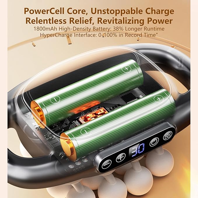 8-Head Massage Gun Set with 30 Levels & 3 Modes, Massage Gun Deep Tissue Neck Massager with 8 Heads, for Deep Tissue, Back, Shoulders, Legs, Pain Relief