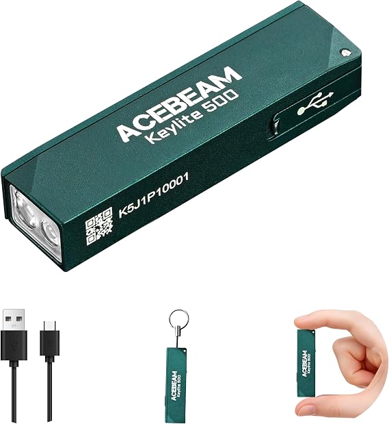 ACEBEAM Keylite 500 High Lumens Keychain Flashlight, Flat Pocket EDC Light