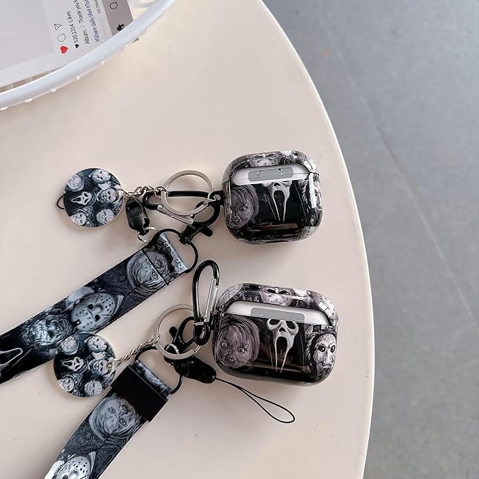 Cool Scream Pattern Pro 2 Case 2022 with Durable IMD Printing Technology and PET Layer，with Horror Keychain Clip Carabiner and Lanyard，Designed for Those who Like Thrilling Horror Themes Black