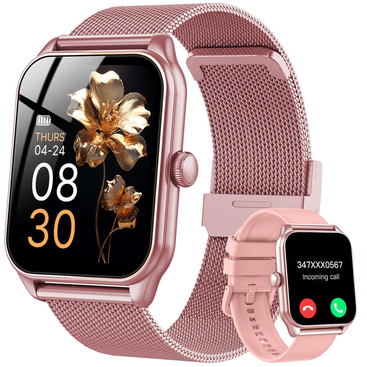 Smart Watches for Women, 1.83" HD Fitness Tracker (Answer/Make Calls), IP68 Waterproof, 120+ Sport Modes with Heart Rate and Sleep Monitor, Fitness Watch for iPhone/Android