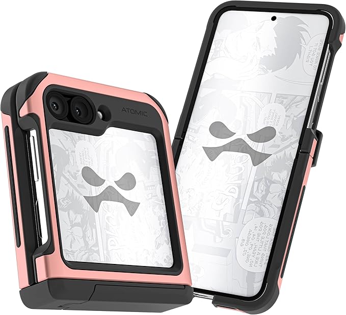 Ghostek Atomic Slim Galaxy Z Flip 6 case with Built-in Kickstand - Clear Back with Aluminum Metal Bumper, Protective Phone Case, Limited Edition Color for 2024 Samsung Z Flip 6 Case (6.7") (Pink)