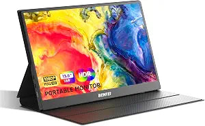 BENFEI Portable Monitor 15.6'', FHD 1080P HDMI USB-C Gaming Display, Ultra-Slim IPS HDR Screen w/Smart Cover & Speakers, Plug & Play External Monitor for Laptop PC Phones Tablet PS5/4 Xbox Switch