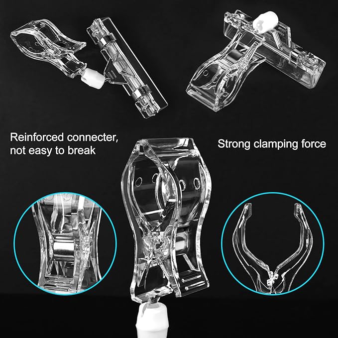 Clear Sign Clips on Merchandise Display 50 Pack Plastic Label Pop Clips on Sign Holder Shelf Double Sided Swivel Price Tag Clips on Clothing Rack Signs Rotatable Menu Clips for Retail Store Supplies