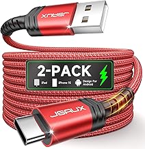 JSAUX for iPhone 18 17 Pro Charger Cable, 6.6ft/2-Pack USB to USB C-Red