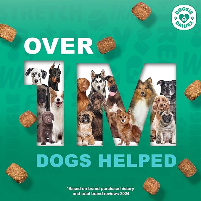 Doggie Dailies Calming Chews for Dogs - Melatonin for Dogs with Chamomile to Help Manage Stress Relief - Calm & Relaxation During Thunderstorms, Fireworks, Travel, & Separation (Turkey) 225 Soft Chews