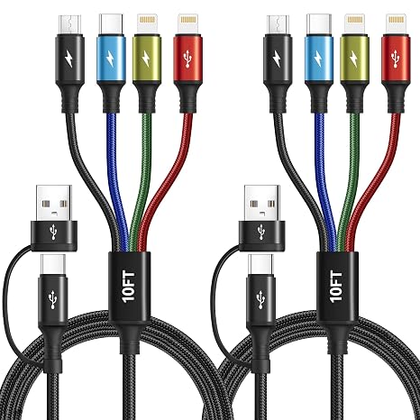 6 in 1 Multi Charging Cable, USBA/C Universal Charging Cords, 2 Pack 10Ft - Image 5