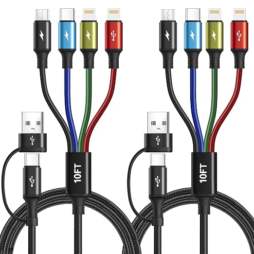 6 in 1 Multi Charging Cable, USBA/C Universal Charging Cords, 2 Pack 10Ft - Image 6
